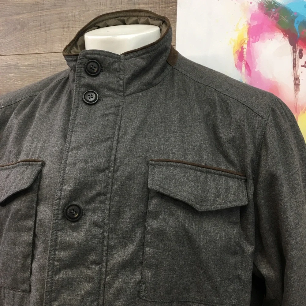 Peter Millar‎ Prato Reversible Coat Jacket Size XXL Brown Gray Full Zip Buttons